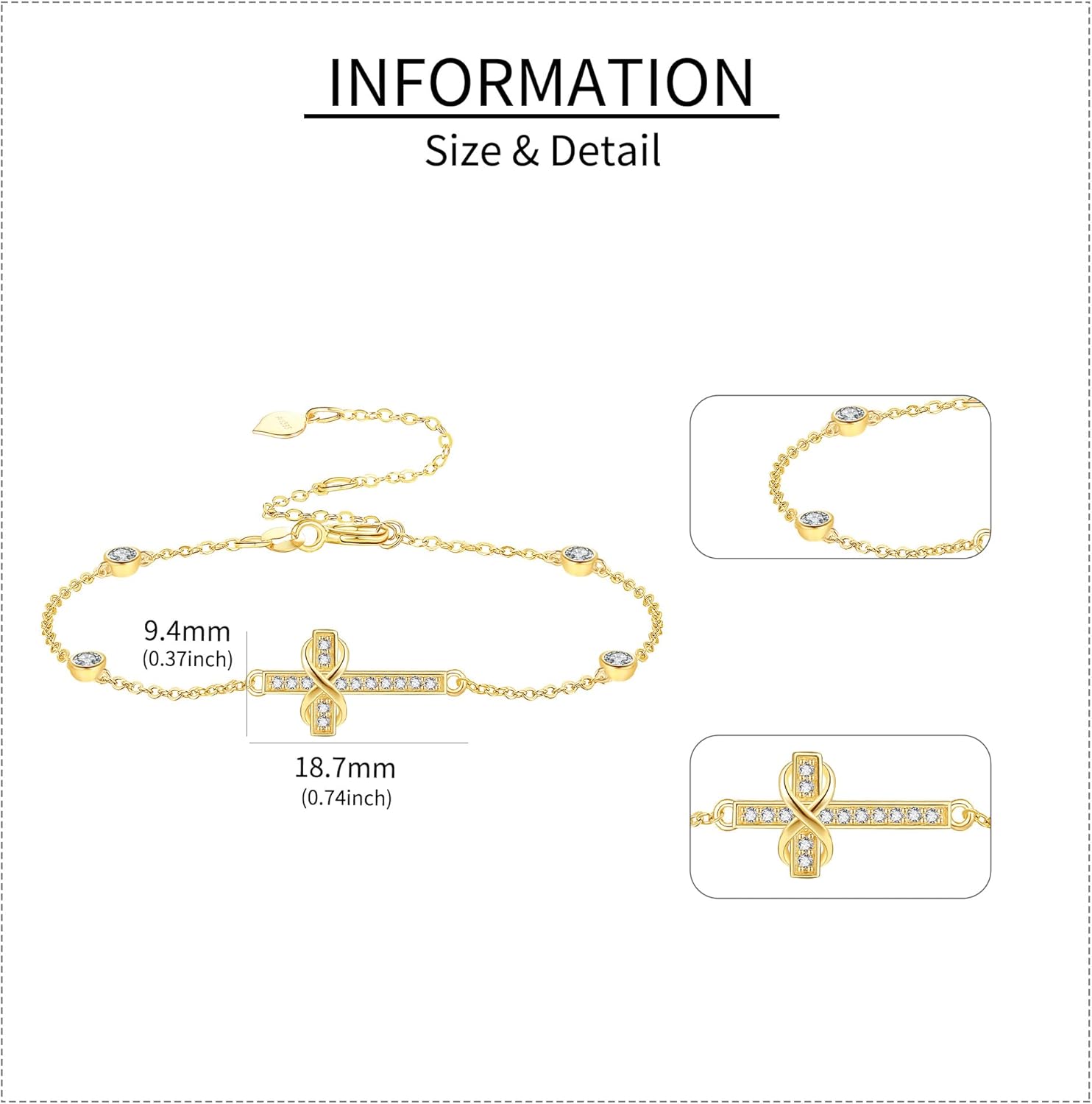 wholesale 14K Gold Cross Infinity Charm Bracelet - 14K Gold  Minimalist s for Her-0-3