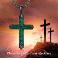 wholesale 925 Sterling Silver Malachite Cross Pendant Chain Mens Religious s-0-5