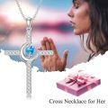 wholesale 925 Sterling Silver Cross Pendant With Blue Heart Moon-0-5