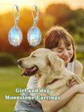 wholesale 925 Sterling Silver Girl With Dog Moonstone Two Tone Drop Earrings-0-5