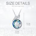 wholesale 925 Sterling Silver Phoenix Round Cut Glass Necklace with Chain 24 - Gift Boxed-0-1
