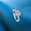TOUPOP 14k White Gold Plated Moissanite Ring D VVS1 Round-0-5
