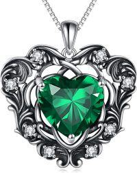 wholesale 925 Sterling Silver Green Heart-Shaped Peridot & Cubic Zirconia Pendant Necklace for Women-Peridot Necklace