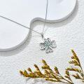 wholesale 925 Sterling Silver Green Crystal Heart Flower Pendant Necklace-0-3