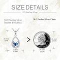 wholesale 925 Sterling Silver Blue Crystal Butterfly Pendant Necklace for Women-0-3