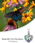 wholesale 925 Sterling Silver Heart Butterfly Keepsake Pendant with Funnel and Chain - Always in My Heart Cremation Jewelry-0-1