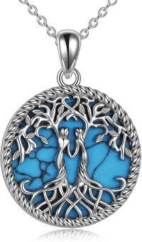 wholesale Sterling Silver Abalone Turquoise Tree of Life Sister Necklace-Turquoise Sister Necklace from Sister