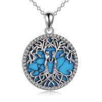 wholesale 925 Sterling Silver Celtic Tree Of Life Pendant Necklace Wholesale With Green Inlay-Turquoise Sister Necklace from Sister