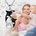 wholesale 925 Sterling Silver Orca Whale Necklace for Women with Heart-Shaped Moonstone Pendant-0-5