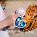 wholesale 925 Sterling Silver Blue Crystal Heart Baseball Player Pendant Necklace-0-2