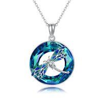 wholesale 925 Sterling Silver Blue Crystal Dragonfly Pendant Necklace for Women-Dragonfly-A