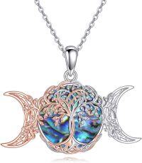 wholesale 925 Sterling Silver Abalone Shell Triple Moon Tree of Life Pendant Necklace for Women-Tree of Life Necklace