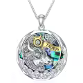 TOUPOP Sterling Silver Emerald Abalone Zodiac Necklace-0-0
