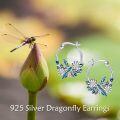 wholesale 925 Sterling Silver Dragonfly Flower Enamel Stone Huggie Hoop Earrings Gift for Women-0-5