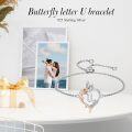 wholesale TOUPOP Rose Heart Bracelet For Women Sterling Silver Butterfly Initial U Letter Link Bracelet Anniversary Birthday Christmas Jewelry Gifts For Her Wife Girlfriend, Large -0-2