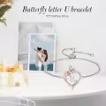 TOUPOP Sterling Silver Rose Heart Butterfly Initial Letter Link Bracelet Jewelry Gift-0-2