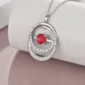 TOUPOP Sterling Silver Garnet Double Circle Pendant Necklace-0-4