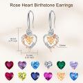 TOUPOP Sterling Silver Citrine Heart Butterfly Earrings-0-4