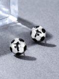 wholesale 925 Sterling Silver Soccer Ball Studs with Player Silhouette - Sporty Jewelry for Women and Men-0-1