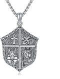 wholesale 925 Sterling Silver Egyptian Shield Cross Eye of Horus Ankh Medallion Pendant Necklace for Protection Gifts for Men & Women-0-0