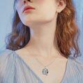 wholesale 925 Sterling Silver Round Celtic Knot Blue Crystal Raven Pendant Necklace-0-1