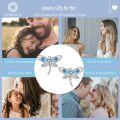 wholesale 925 Sterling Silver White Gold Plated Aquamarine Blue Crystal Dragonfly Stud Earrings 10x13mm 2.8g Hypoallergenic Gift for Women-0-5