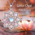 wholesale 925 Sterling Silver Pink Fire Opal Lotus Flower Pendant Necklace-0-2