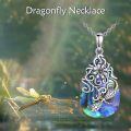 wholesale 925 Sterling Silver Dragonfly Pendant with Labradorite Stone Chain Necklace for Women 45cm Length-0-1