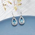 wholesale Sterling Silver Genuine Simulated Birthstone Teardrop Leverback Earrings-0-26