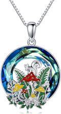 wholesale 925 Sterling Silver Mushroom Squirrel Pendant Necklaces for Women Girls Gifts Crystal Birthstone Jewelry Mothers Day Presents-0-0