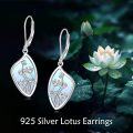 wholesale 925 Sterling Silver Blue Mother of Pearl Lotus Flower Drop Earrings Gift for Her-0-2