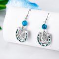 wholesale 925 Sterling Silver Horseshoe & Turquoise Western Cowgirl Boot Hook On Studs Earring Set-0-3