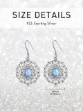 wholesale 925 Sterling Silver Blue Moonstone Drop Earrings Vintage Filigree Oxidized Oval Jewelry-0-3