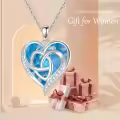TOUPOP Sterling Silver Aquamarine Heart Pendant Necklace For Women-0-2