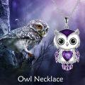 wholesale 925 Sterling Silver Birthstone Owl Pendant Necklace Jewelry Gift for Women-0-5