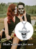 wholesale 925 Sterling Silver Cowgirl Skull Cigar Pendant Necklace  for Women Men -0-4