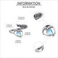 wholesale 925 Sterling Silver Moonstone Footprint & Angel Wings Adjustable Thumb Ring Memory Jewelry-0-2