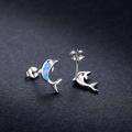 wholesale 925 Sterling Silver Blue Fire Opal Dolphin Stud Earrings for Women Girls Gifts Hypoallergenic Jewelry Minimalist Design-0-1