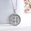 wholesale 925 Sterling Silver Saint Benedict Medal Necklace with Cross and Religious Symbols for Men & Women-0-1