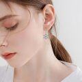 wholesale 925 Sterling Silver Blue Crystal Snowflake Dangle Drop Earrings - Holiday s for Women-0-5