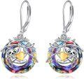 wholesale 925 Sterling Silver Sloth Swarovski Crystal Drop Earrings for Women and Girls-0-0