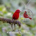 wholesale 925 Sterling Silver Red Enamel Cardinal Bird Circle Pendant Necklace s for Women-0-4