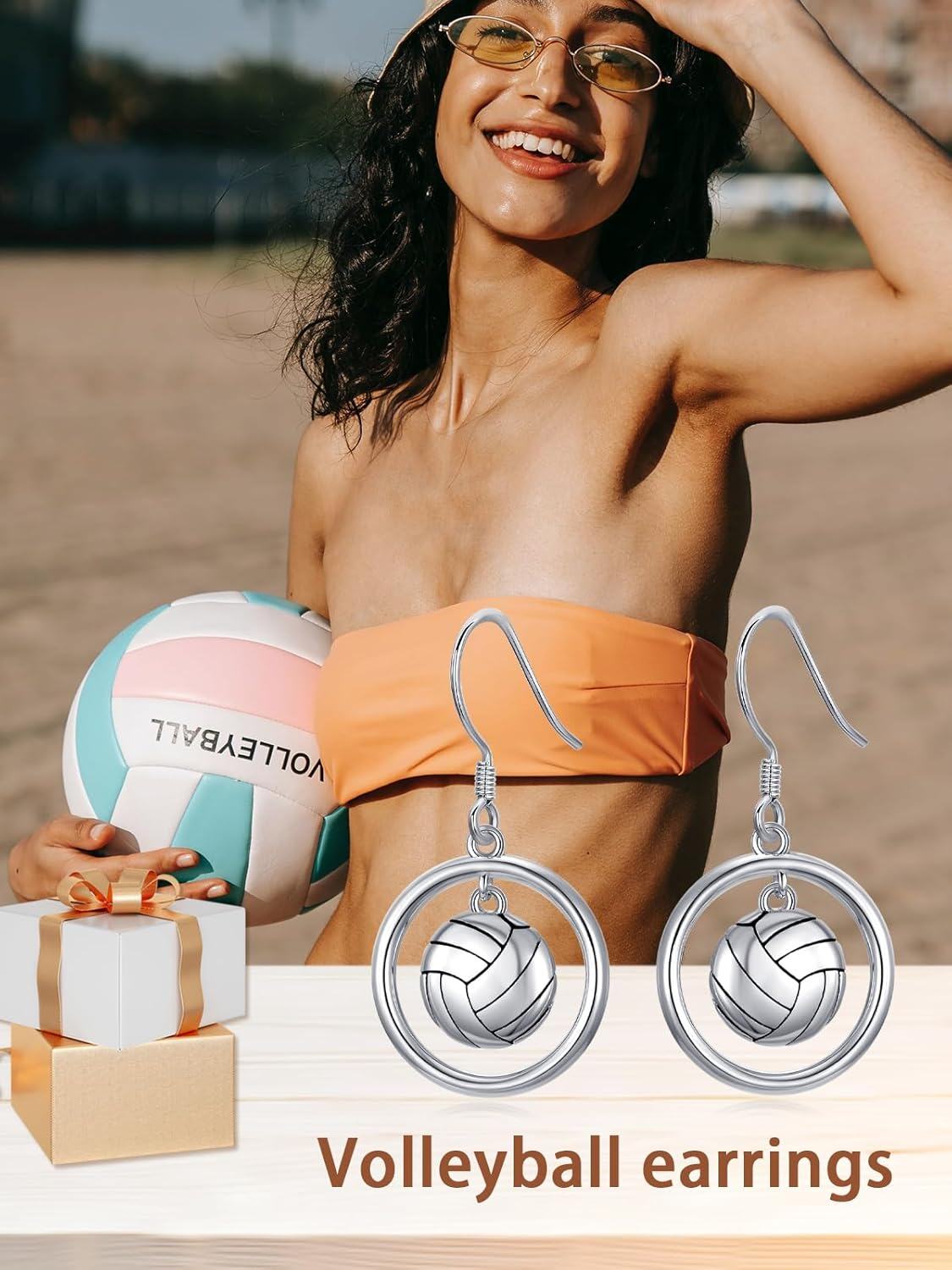 wholesale 925 Sterling Silver Sporty Circle Ball Drop Earrings - Soccer/Volleyball/Basketball/Football/Tennis-0-4