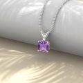 wholesale Sterling Silver 2ct Cushion Cut Gemstone Pendant Necklace for Women-0-1