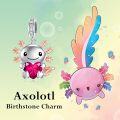 wholesale 925 Sterling Silver Axolotl Charm with Pink Birthstone Heart Pendant for Bracelets Jewelry Making Gifts for Women-0-8