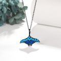 wholesale 925 Sterling Silver Manta Ray Pendant Necklace Blue Black Ocean Life Gift for Women Men-0-3