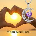 wholesale TOUPOP Moon And Star Birthstone Necklace For Women 925 Sterling Silver Celtic Moon Jewelry Birthday Christmas Gifts For Her Girlfriend -0-2