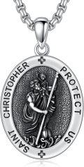 wholesale 925 Sterling Silver St Christopher Protect Us Medal Pendant Necklace for Men & Women Catholic s-0-0