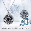 wholesale 925 Sterling Silver Round Blue Stone Floral Filigree Picture Frame Pendant Necklaces Gifts for Women-0-1
