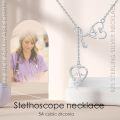 wholesale 925 Sterling Silver Stethoscope Heart Nurse Pendant Necklace Graduation Gift Medical Jewelry for Doctors Nurses-0-5